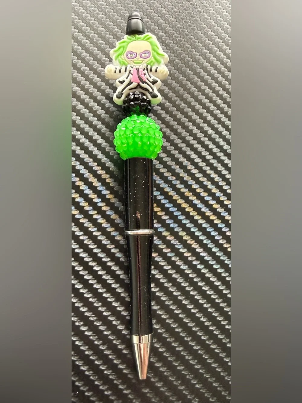 Handmade BeetleJuice Beaded Pen with Ink Refill - Black Ink